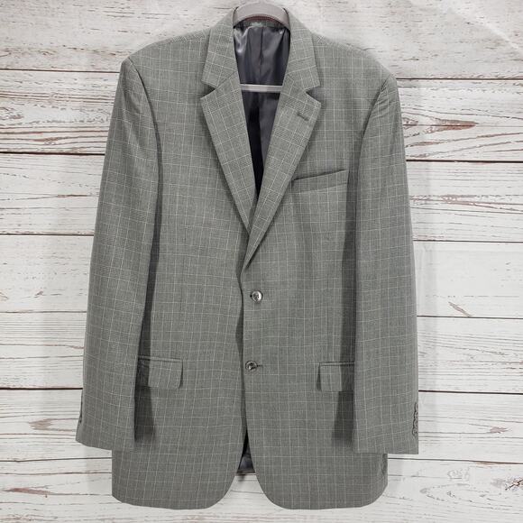 Steve Harvey Celebrity Edition Gray Plaid Double Vent Sportscoat Blazer Size 42L - Picture 3 of 14